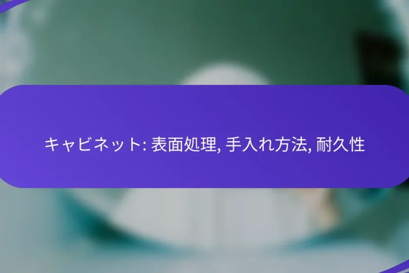 キャビネット: 表面処理, 手入れ方法, 耐久性